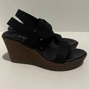 Italian Shoemakers “Agency” Black Wedge Sandals - Size 8M - Like New